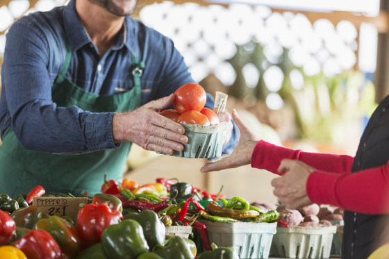 A farmer's market produce stand