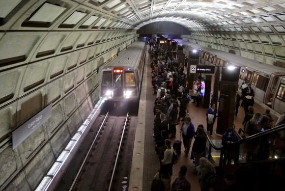 Image: Metro trains arrive at Union Station in Washington on March 15, 2016.