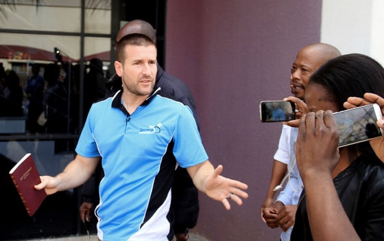 Pastor Steven Anderson leaves the Botswana Department of immigration