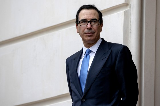 Image: Treasury Secretary Steve Mnuchin waits outside the Office of the U.S. Trade Representative in Washington on May 10, 2019.