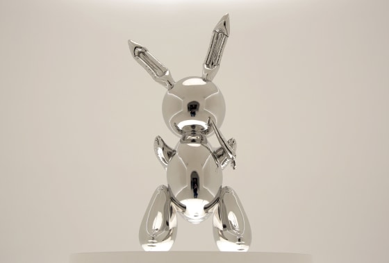 Image: \"Rabbit\" by Jeff Koons is displayed during a media preview at Christie's in New York,