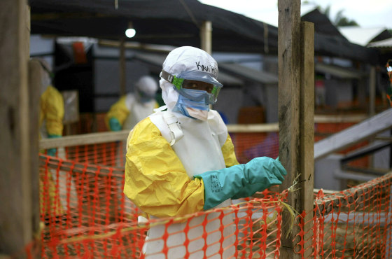 Image: An Ebola health worker at a treatment center in Beni, Eastern Congo on April 16, 2019.