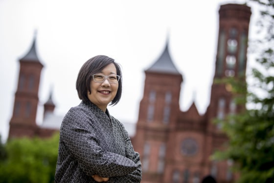 Image: Lisa Sasaki, the director of the Smithsonian Asian Pacific American Center, near the Smithsonian Castle on the national Mall in Washington on May 13, 2019.