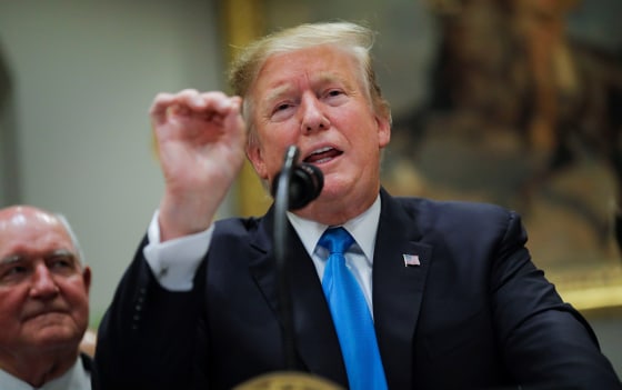 Image: U.S. President Trump speaks to reporters during farmers event at the White House in Washington
