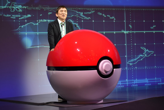 Image: Tsunekazu Ishihara, chief executive of the Pokemon Company, speaks at a news conference in Tokyo