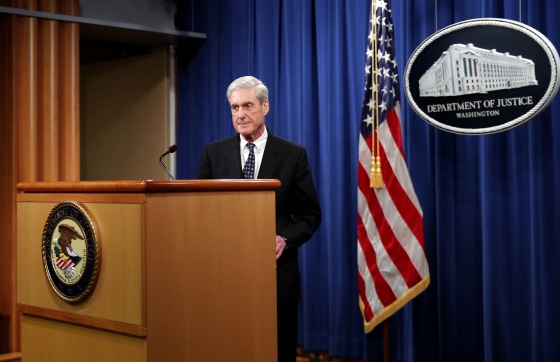 Image: Robert Mueller arrives to speak at the Department of Justice on May 29, 2019.