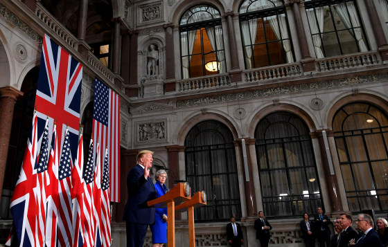 Image: President Donald Trump and British Prime Minister Theresa May have a joint press conference at the Foreign and Commonwealth Office in London on JUne 4, 2019.