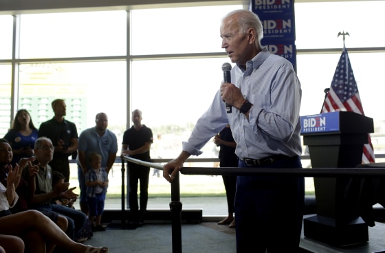 Image: Joe Biden speaks during a campaign event in Ottumwa, Iowa, on June 11, 2019.
