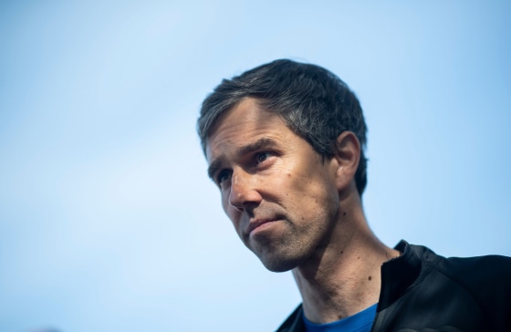 Image: Democratic presidential candidate and former Texas congressman Beto O'Rourke speaks to the press after running with members of the LGBTQ community a two miles Pride run in New York City