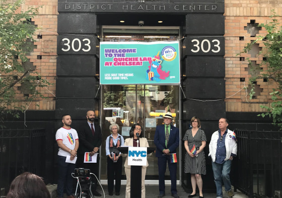 Officials from the New York City Dept. of Health and Mental Hygiene at the opening of the Quickie Lab at Chelsea Express Sexual Health Clinic.