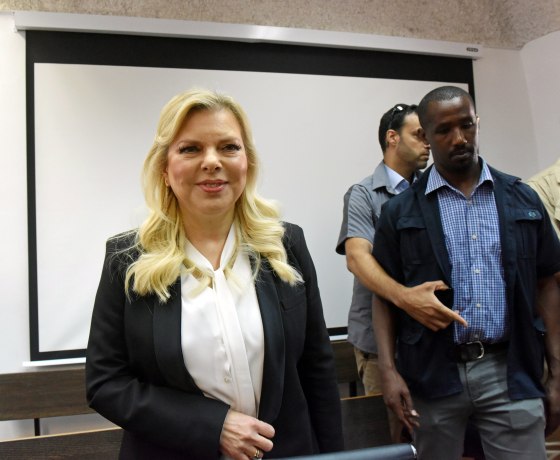 Image: Israeli Prime Minister Benjamin Netanyahu's wife, Sara, arrives in to the Magistrate Court, for a hearing on a plea deal over the misuse of state funds for meals, in Jerusalem