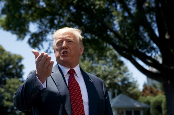Image: President Donald Trump speaks to reporters on the South Lawn of White House on June 11, 2019.
