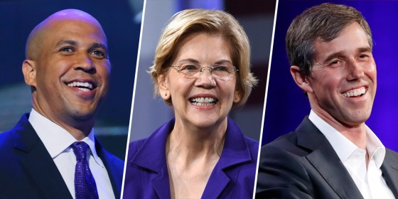 Cory Booker, Elizabeth Warren and Beto O'Rourke