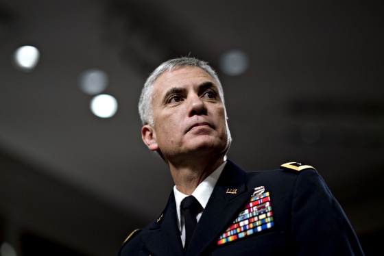 Image: Paul Nakasone arrives his confirmation hearing before the Senate Armed Services Committee on March 1, 2018.