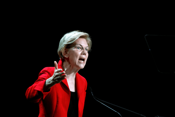 Image: Democratic presidential candidate and U.S. Senator Elizabeth Warren (D-MA) speaks during the California Democratic Convention in San Francisco