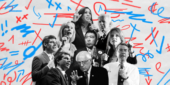 Image: The first Democratic debate -- a two-night event -- is hosted by NBC News, MSNBC and Telemundo and will air live across all three networks starting at 9 p.m. ET.