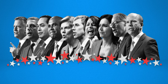 Image: The first Democratic debate -- a two-night event -- is hosted by NBC News, MSNBC and Telemundo and will air live across all three networks starting at 9 p.m. ET.