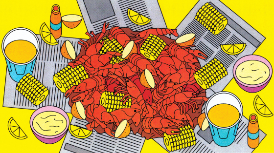 Illustration of a crawfish bowl.