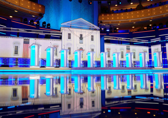 Image: The stage of the first 2020 U.S. presidential election Democratic candidates debate is seen in Miami
