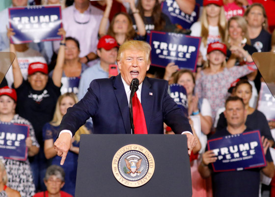 President Donald Trump speaks at a rally in Greenville, North Carolina