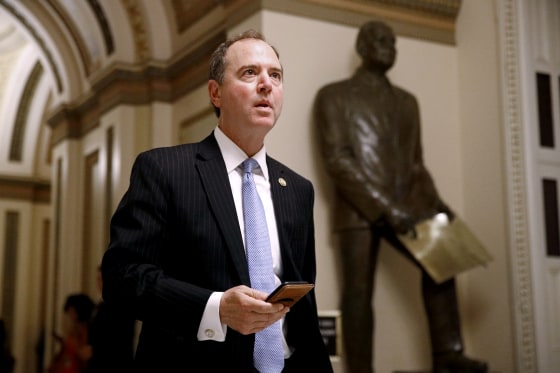 Image: Rep. Adam Schiff, D-Calif., walks out of the House Chamber on July 16, 2019.