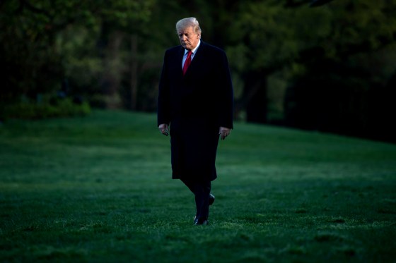 Image: President Donald Trump returns to the White House on April 15, 2019.
