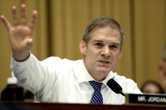 Image: Rep. Jim Jordan, R-Ohio, questions Robert Mueller during his testimony to Congress on July 24, 2019.