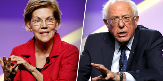 Sens. Elizabeth Warren and Bernie Sanders