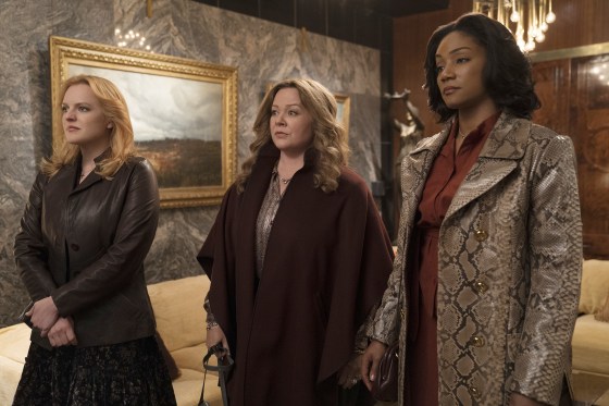 Elisabeth Moss as Claire, Melissa McCarthy as Kathy and Tiffany Haddish as Ruby in a scene from "The Kitchen."