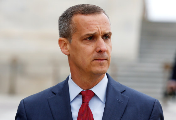Image: Corey Lewandowski departs after appearing before the House Intelligence Committee on Capitol Hill in Washington