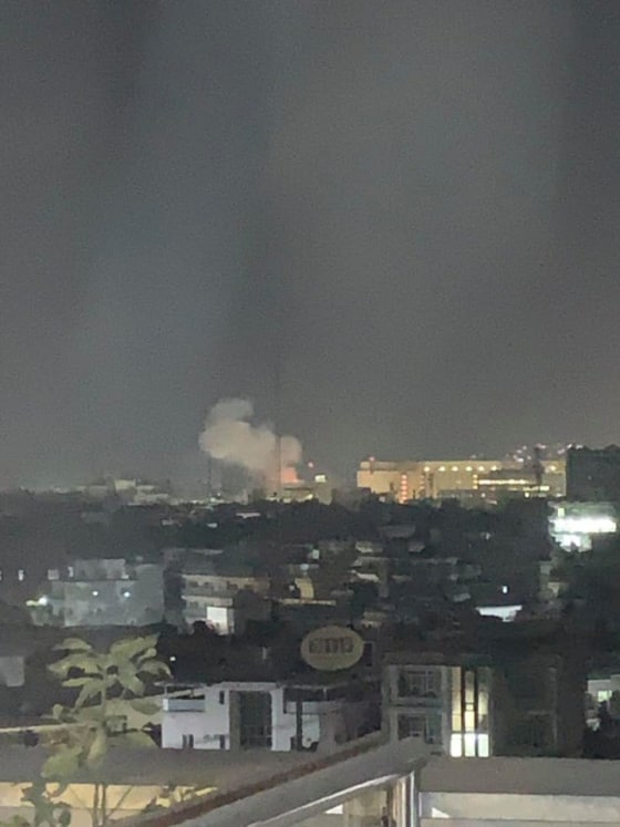 Smoke rising from the location of a blast near the U.S. embassy in Kabul