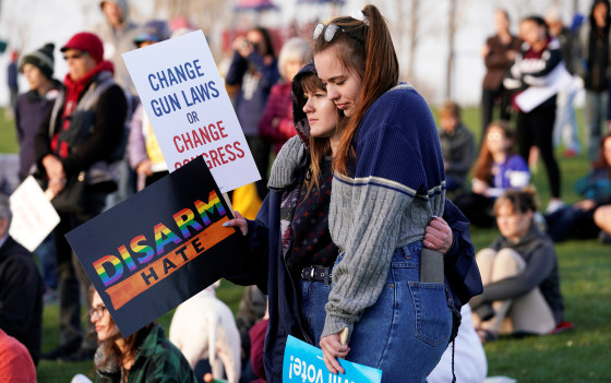 Teenagers kick off a voter registration rally in Littleton Colorado
