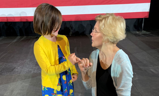 Sen. Elizabeth Warren meets Abby Wood's daughter.