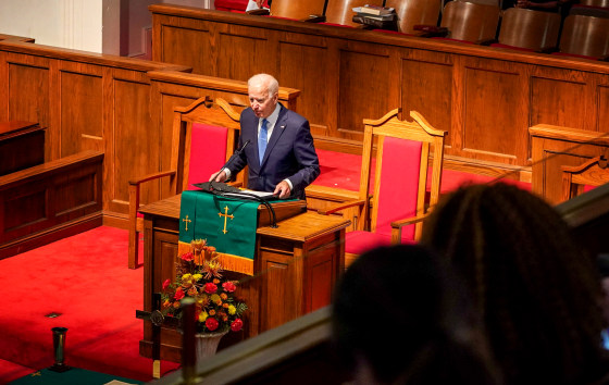 Image: Joe Biden speaks at an anniversary memorial observance for the Birmingham Church bombing in Alabama on Sept. 15, 2019.