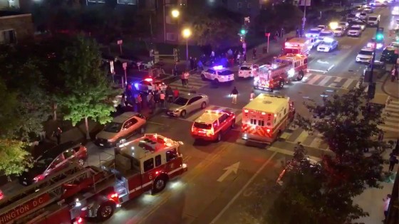 Image: Rescue vehicles are seen following a shooting in Washington