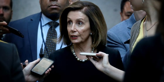 Image: House Speaker Nancy Pelosi speaks to reporters at the Capitol on Sept. 25, 2019.