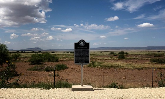 Image: A historical marker for the Porvenir Massacre, outside the town of Marfa, Texas.