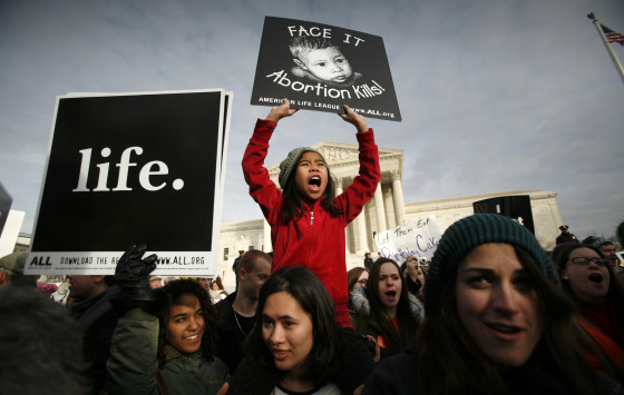 Anti-abortion protesters participate in the March for Life Fund's annual march marking the