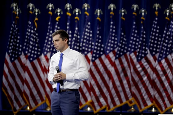 Image: Pete Buttigieg speaks during a gun safety forum in Las Vegas on Oct. 2, 2019.