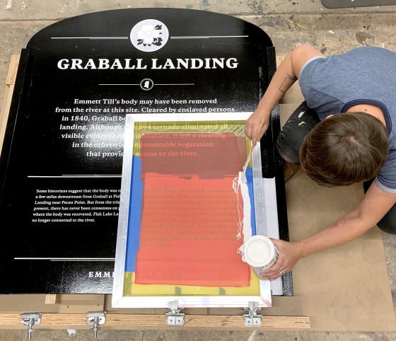 The new Emmett Till historical marker that will be erected on Oct. 19, 2019, to replace the current marker that has been vandalized by bullets.