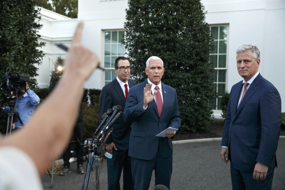 Image: Mike Pence, Steven Mnuchin, Robert O'Brien