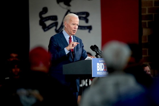 Image: Joe Biden speaks during a campaign stop in Davenport, Iowa, on Oct. 16, 2019.