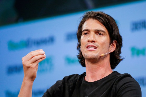 Image: FILE PHOTO: Neumann, CEO of WeWork, speaks to guests during the TechCrunch Disrupt event in Manhattan, in New York City