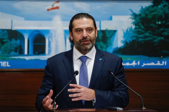 Image: Lebanon's Prime Minister Saad al-Hariri speaks during a news conference after a cabinet session at the Baabda palace