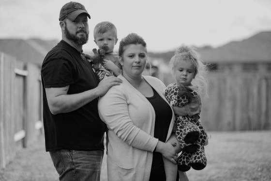 Melissa and Dillon Bright with their children, Charlotte and Mason, in Tomball, Texas.
