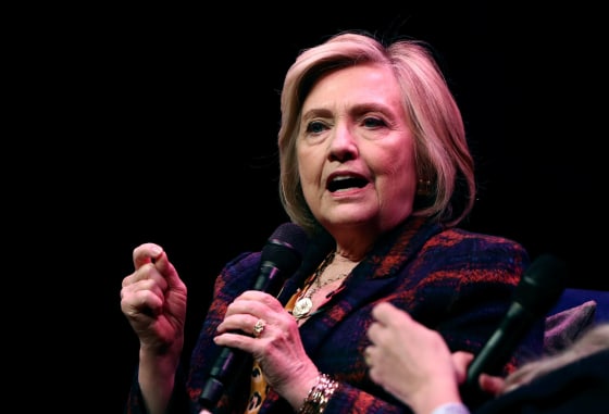 Image: Former U.S. Secretary of State Hillary Clinton speaks during an event promoting \"The Book of Gutsy Women\" at the Southbank Centre in London