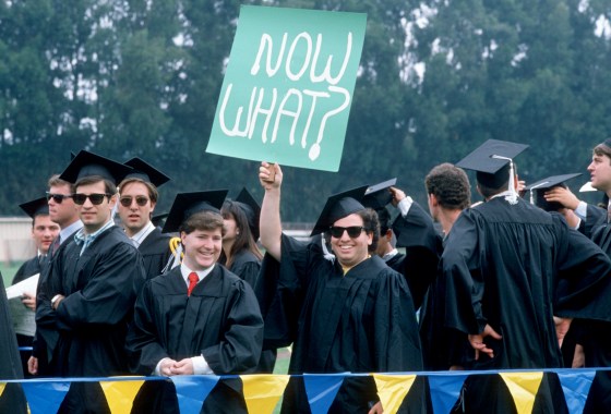 Image: UCLA students at their graduation ceremony ca. 1990.