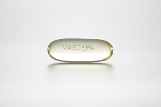 Image: A capsule of the purified, prescription fish oil Vascepa