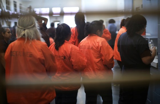 Detainees are seen at Otay Mesa immigration detention center in San Diego