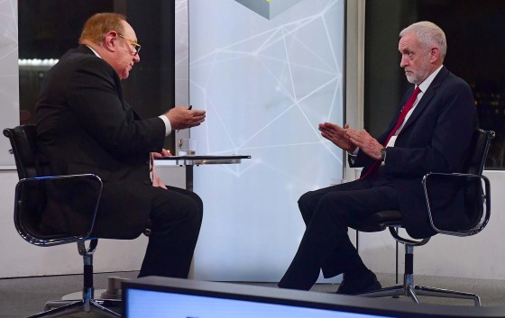 Image: Britain's Labour Party leader Jeremy Corbyn as he appears on the BBC political programme The Andrew Neil Show o